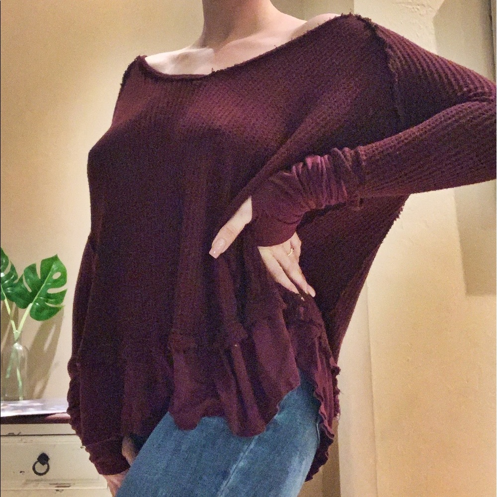 🍒Like New! We The Free Maroon Knit Sweater